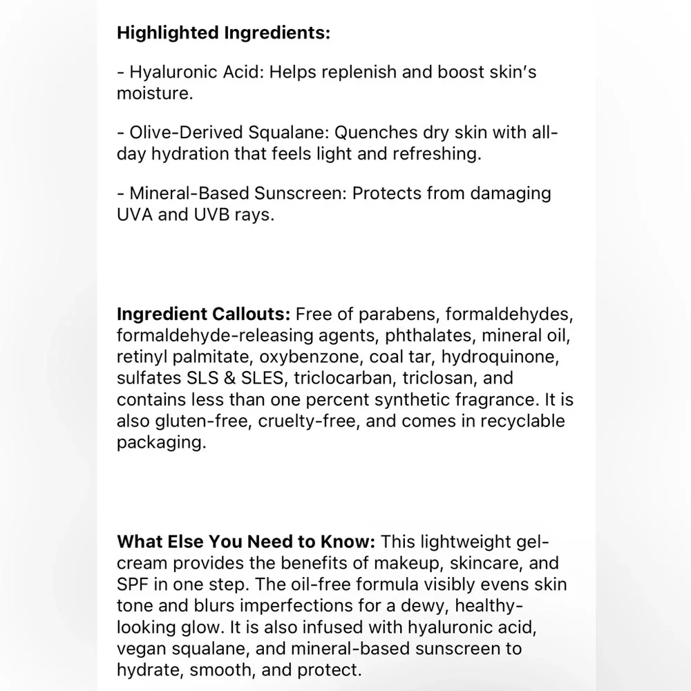 🌿 bareMinerals COMPLEXION RESCUE® Tinted Hydrating Gel Cream SPF 30